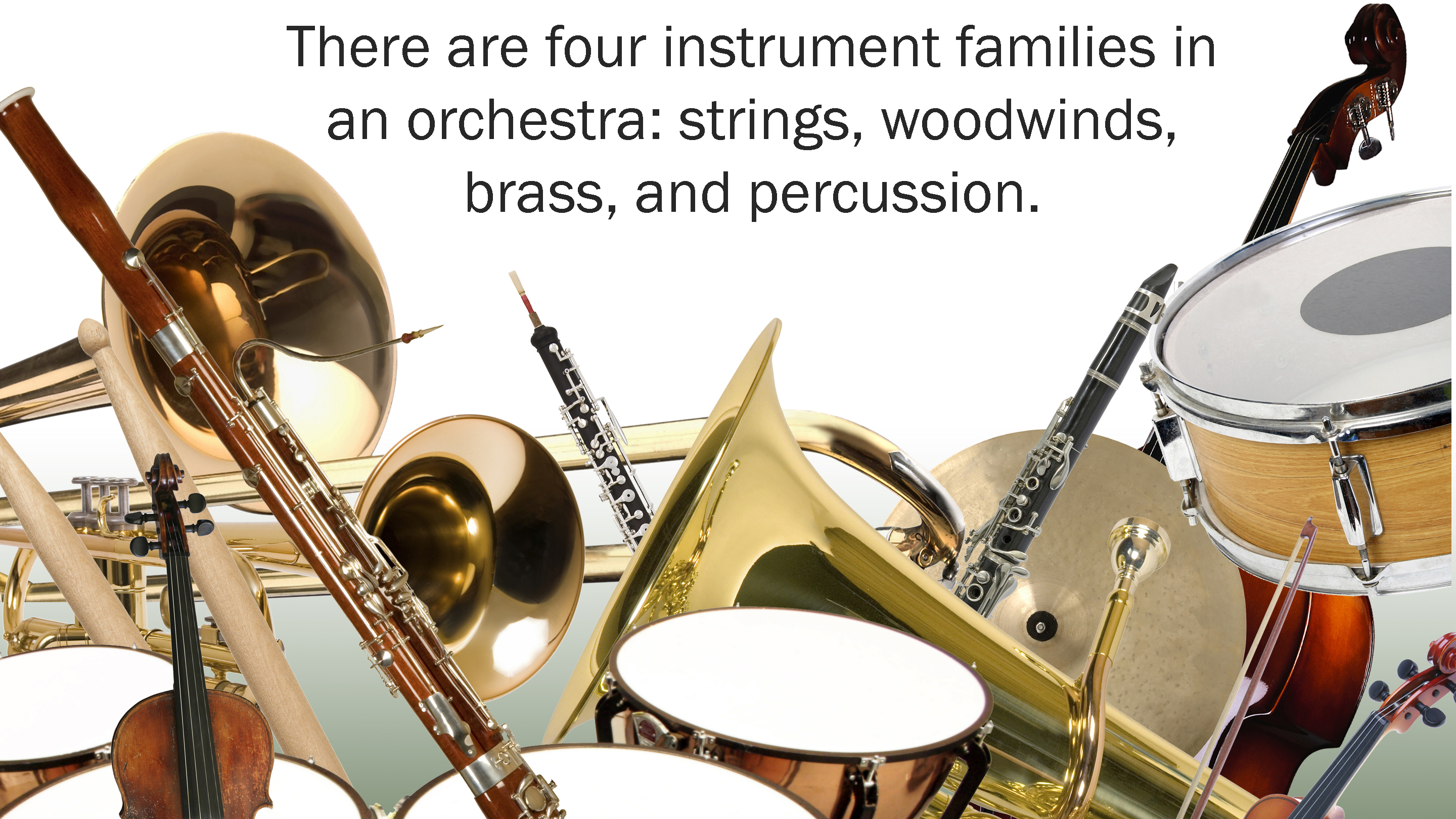 Orchestra Instrument Families: Strings, Woodwinds, Brass, Percussion