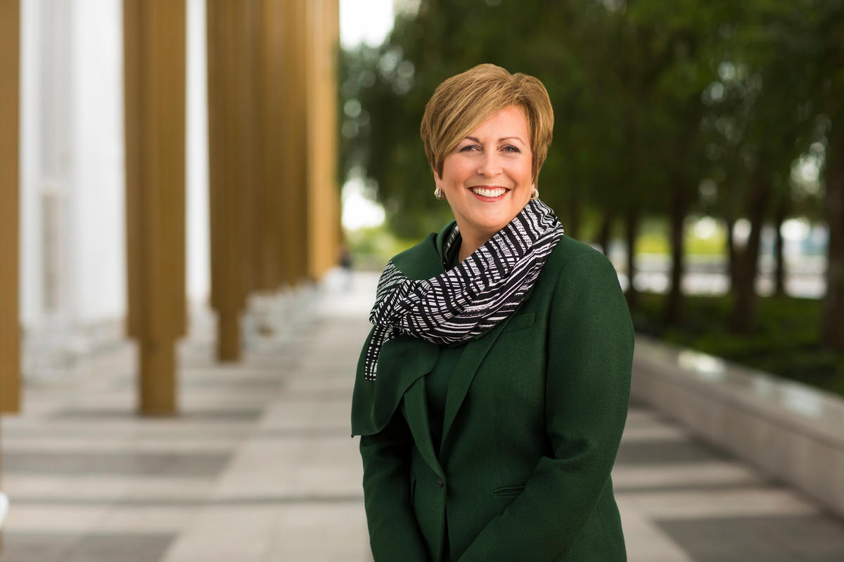 Deborah Rutter smiles outside the Kennedy Center