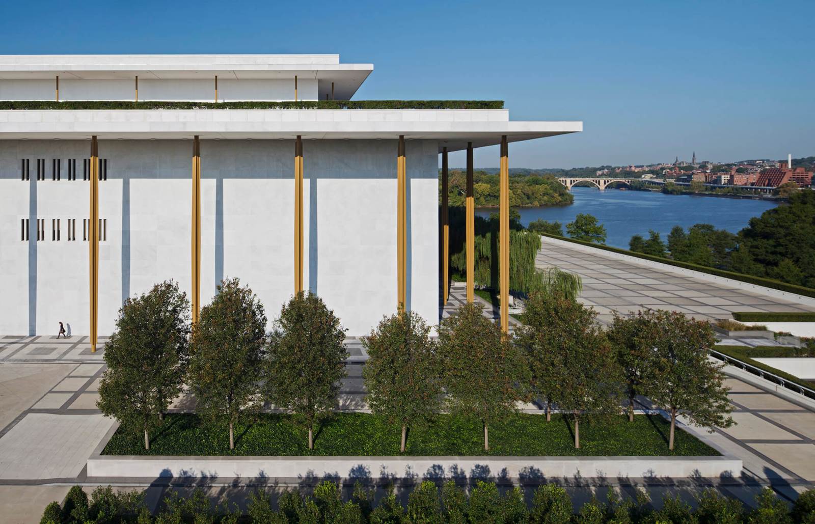 Exterior of the Kennedy Center on a sunny day